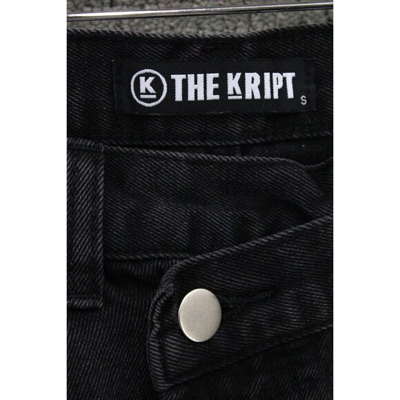 The Kript Jeans Womens Small S Black Faded Straight Distressed Baggy Fit Cotton - Picture 6 of 10